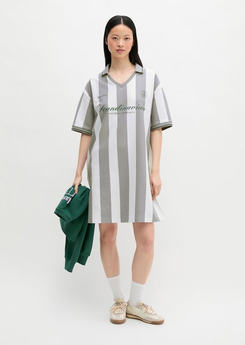 MOP Club '67 Football Shirt Dress, Striped — White