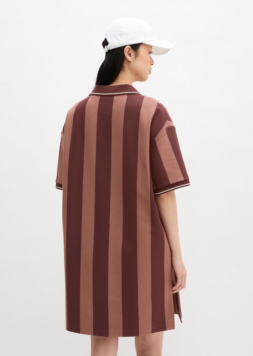 MOP Club '67 Football Shirt Dress, Striped — Mid Brown
