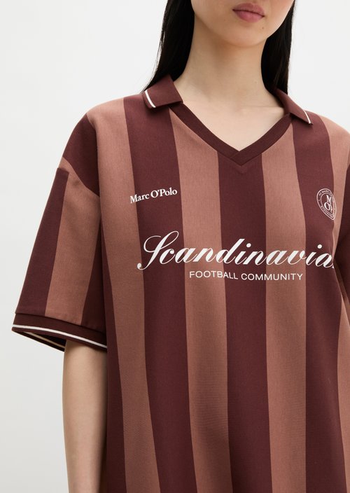 MOP Club '67 Football Shirt Dress, Striped — Mid Brown