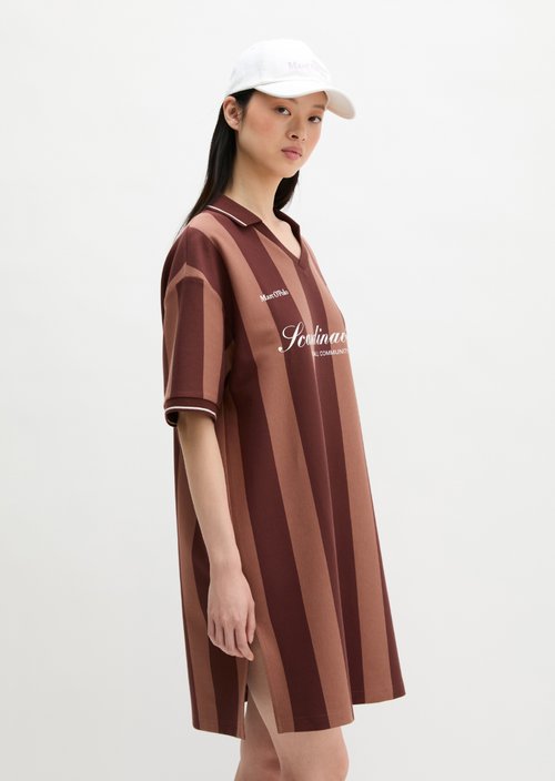 MOP Club '67 Football Shirt Dress, Striped — Mid Brown