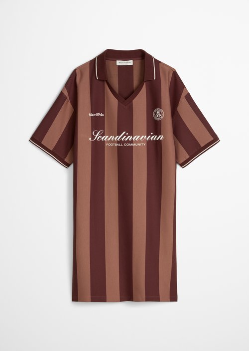 MOP Club '67 Football Shirt Dress, Striped — Mid Brown