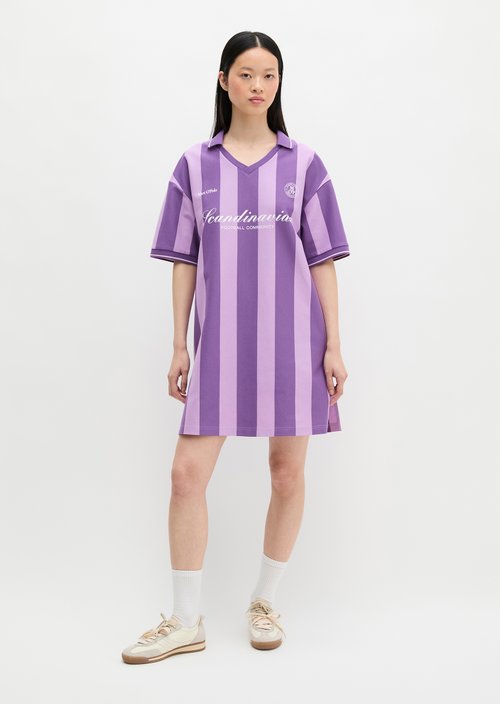 MOP Club '67 Football Shirt Dress, Striped — Vibrant Lilac
