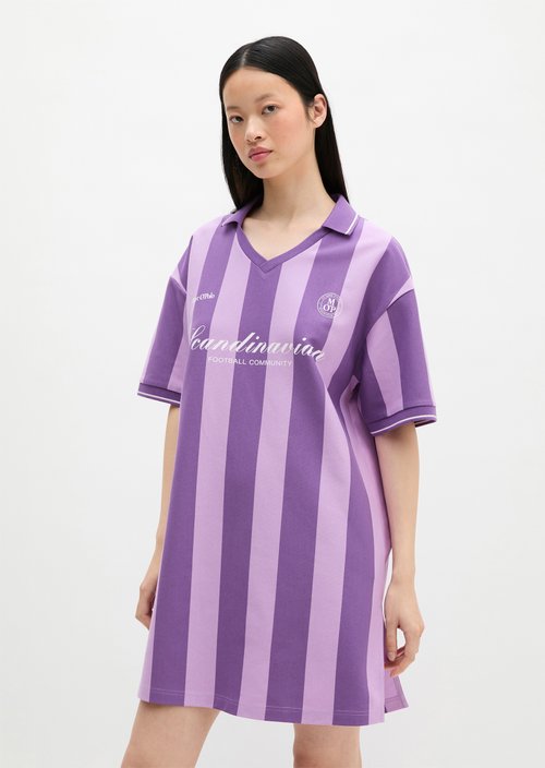 MOP Club '67 Football Shirt Dress, Striped — Vibrant Lilac