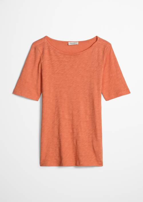 Regular slub jersey T-shirt Warm Orange in isolated view without model