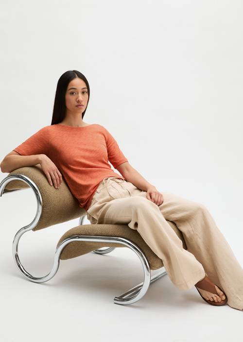 Slub-Jersey-T-Shirt regular Warm Orange in Frontalansicht