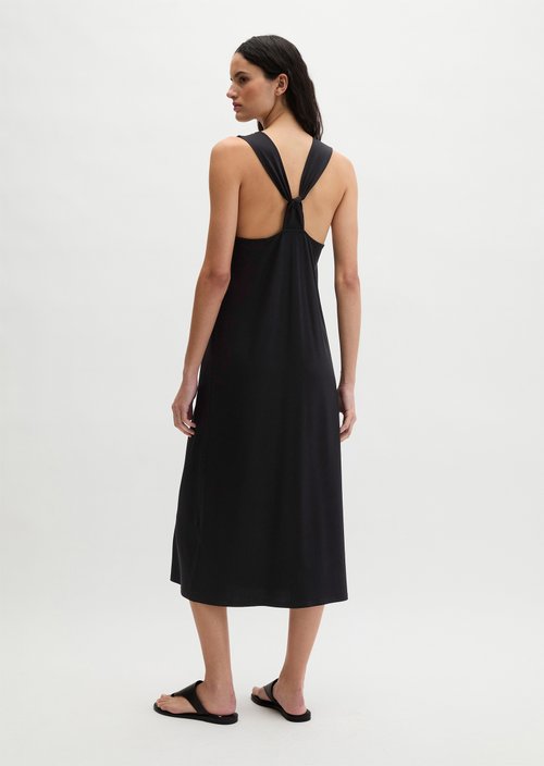 Shaped jersey dress with knot detail — Black