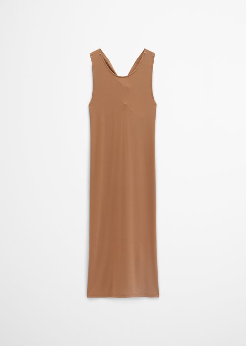Shaped jersey dress with knot detail — Burnt Brown