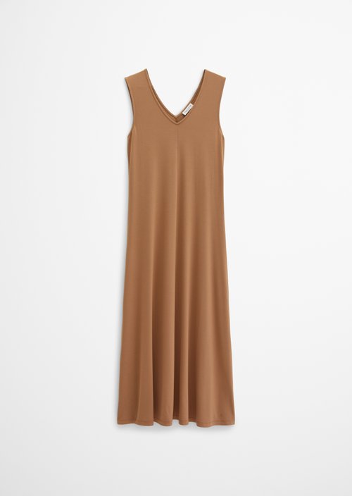 V-neck jersey dress shaped — Burnt Brown