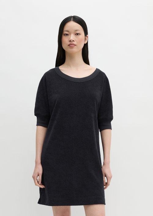 Loose terry cloth dress — Deep Night Blue
