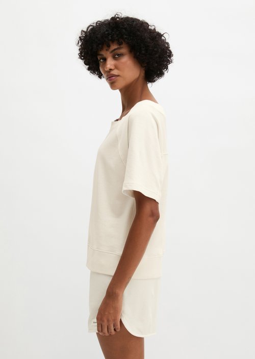 Regular short-sleeved sweatshirt — White Cotton