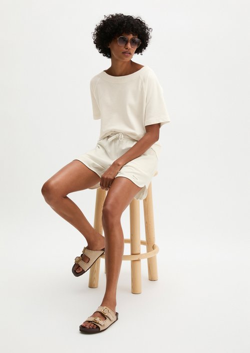 Regular short-sleeved sweatshirt — White Cotton
