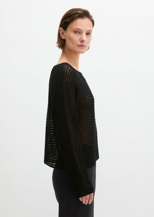 Ajour sweater relaxed — Black