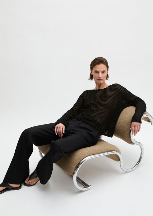 Ajour sweater relaxed — Black