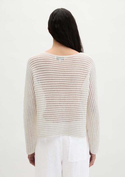 Ajour sweater relaxed — White Cotton