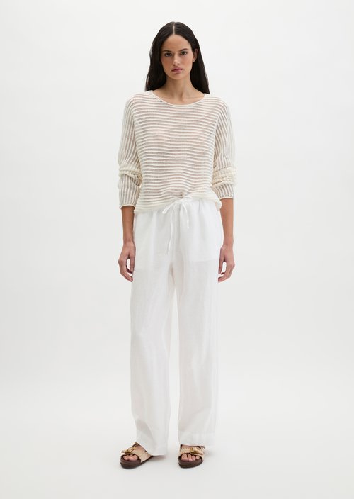 Ajour sweater relaxed — White Cotton