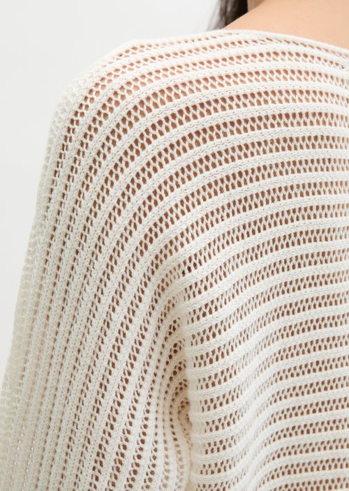 Ajour sweater relaxed — White Cotton