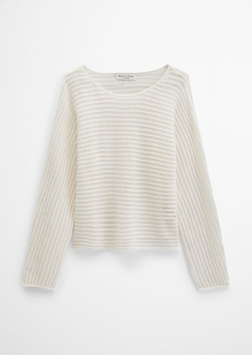 Ajour sweater relaxed — White Cotton