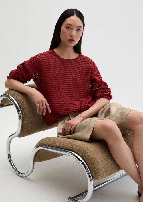 Ajour sweater relaxed — Tall Poppy