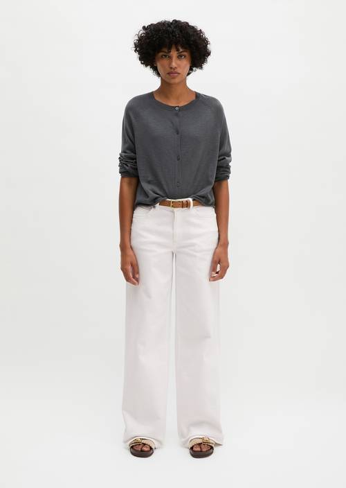 Feinstrick-Cardigan relaxed Oxide Grey in Frontalansicht