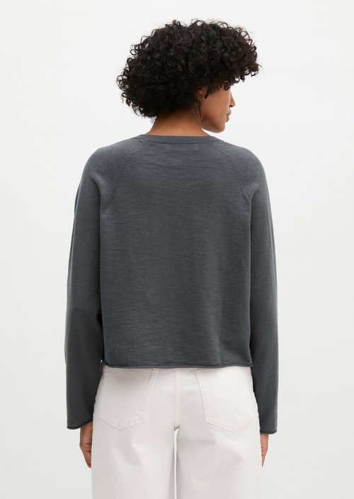 Relaxed fine knit cardigan — Oxide Grey