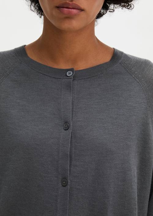 Feinstrick-Cardigan relaxed Oxide Grey in Detailansicht