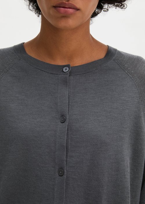 Relaxed fine knit cardigan — Oxide Grey