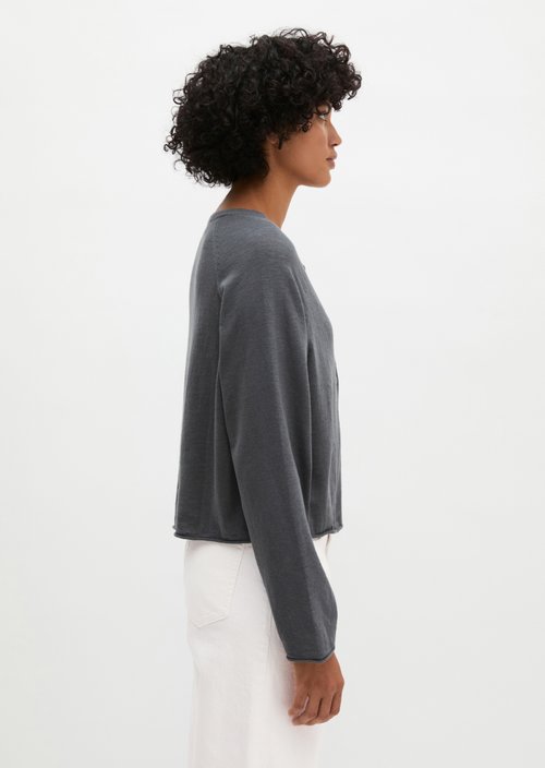 Relaxed fine knit cardigan — Oxide Grey