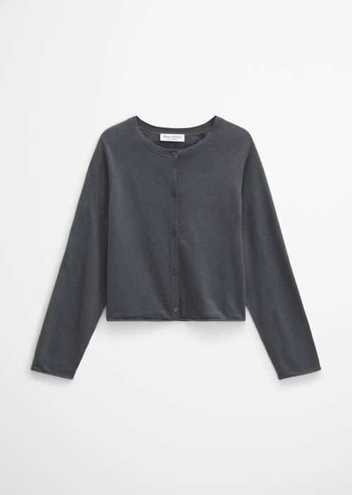 Cardigan en maille fine relaxed Oxide Grey en vue isolée sans mannequin