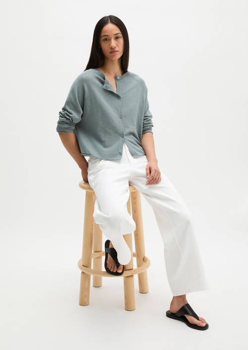 Feinstrick-Cardigan relaxed Quiet Sea in Frontalansicht