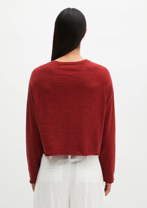 Relaxed fine knit cardigan — Tall Poppy