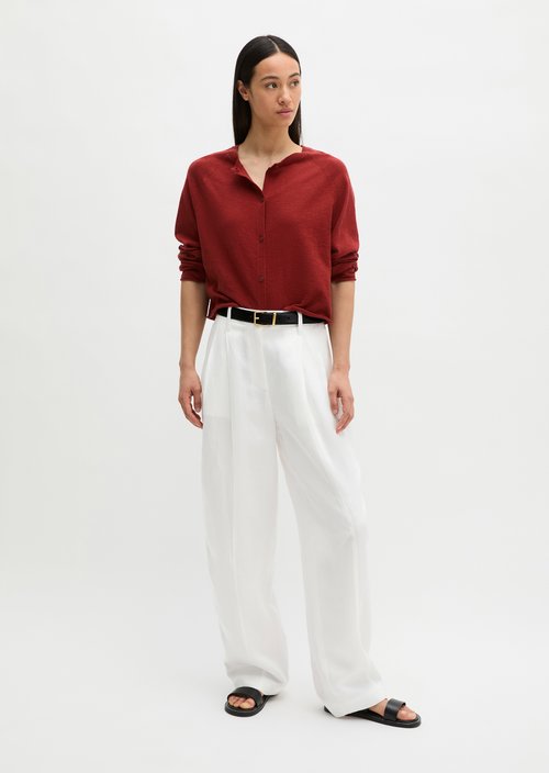 Relaxed fine knit cardigan — Tall Poppy
