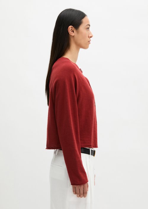 Relaxed fine knit cardigan — Tall Poppy