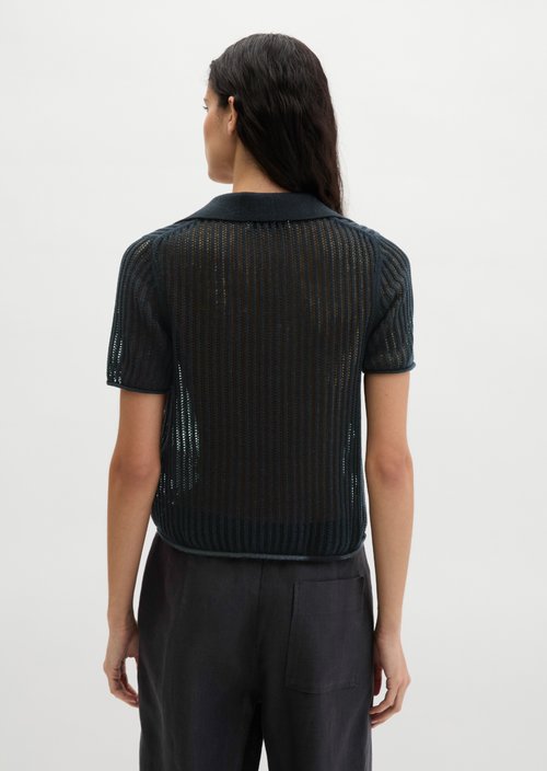 Ajour knitted polo regular — Black