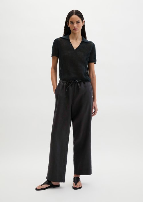 Ajour knitted polo regular — Black