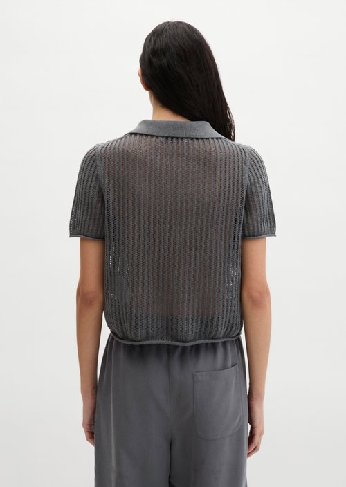Ajour knitted polo regular — Oxide Grey