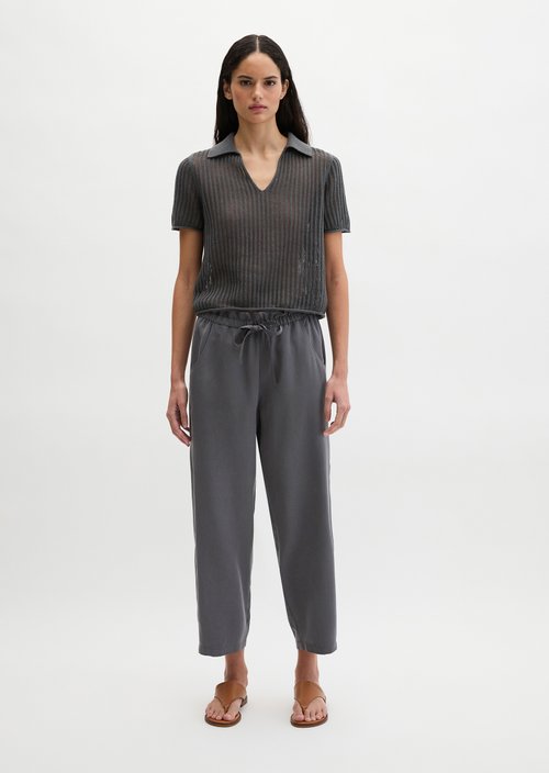 Ajour knitted polo regular — Oxide Grey