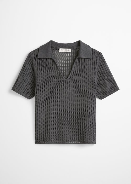 Ajour knitted polo regular — Oxide Grey