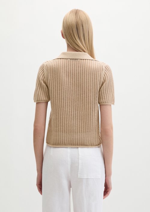 Ajour knitted polo regular — Sandpaper