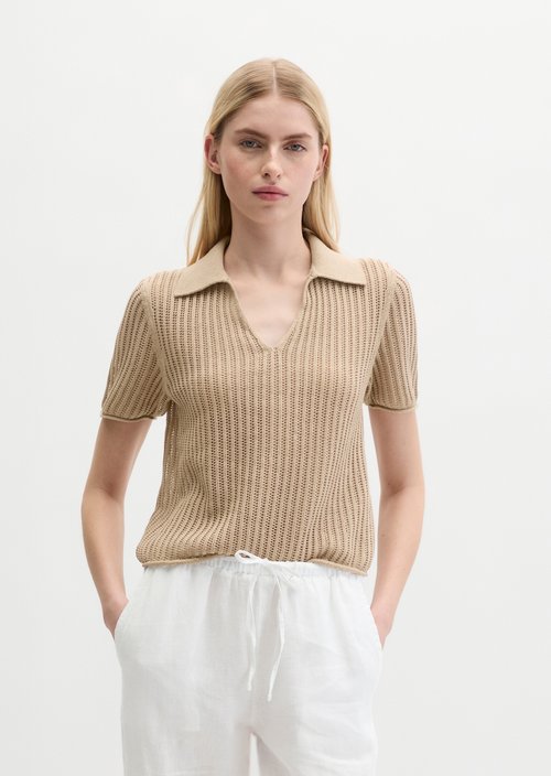Ajour knitted polo regular — Sandpaper