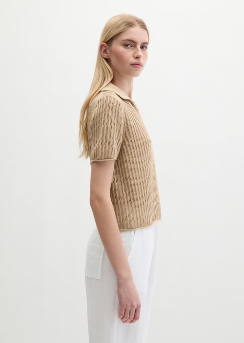 Ajour knitted polo regular — Sandpaper