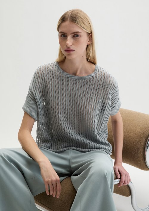 Short sleeve knitted sweater boxy — Quiet Sea