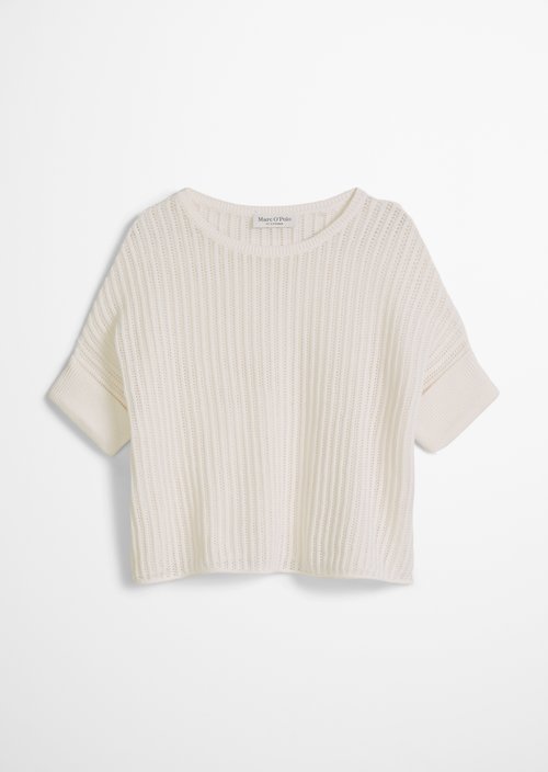 Short sleeve knitted sweater boxy — White Cotton