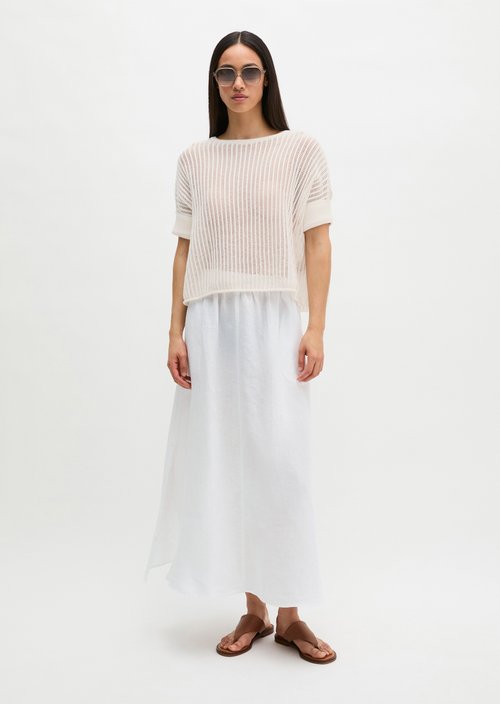 Short sleeve knitted sweater boxy — White Cotton