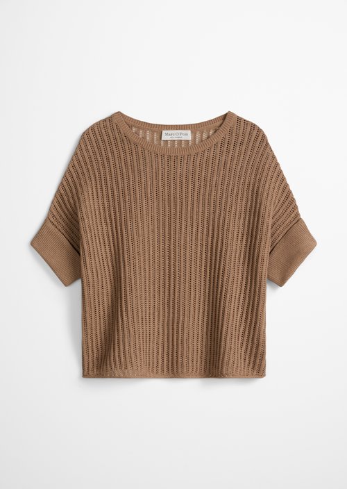 Short sleeve knitted sweater boxy — Burnt Brown