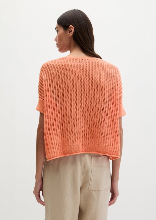Short sleeve knitted sweater boxy — Warm Orange