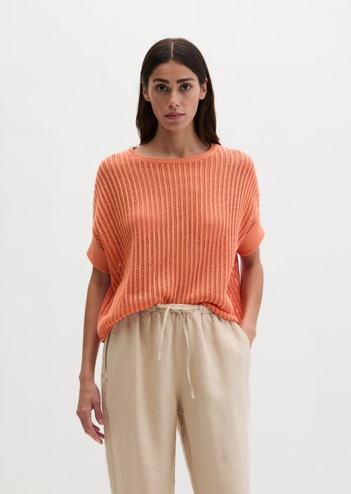 Short sleeve knitted sweater boxy — Warm Orange