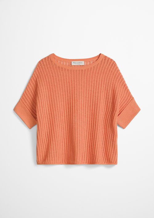 Short sleeve knitted sweater boxy — Warm Orange