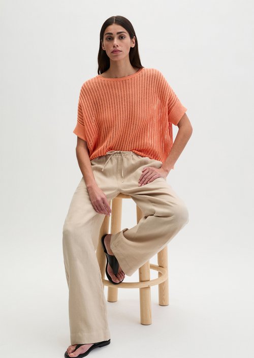 Short sleeve knitted sweater boxy — Warm Orange