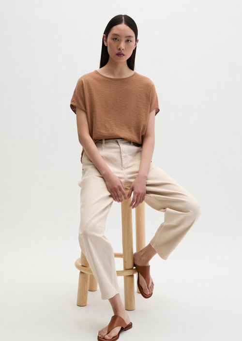 Loose-fitting fine-knit sweater — Burnt Brown