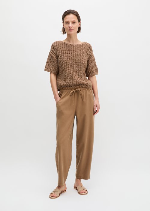 Short sleeve knitted sweater boxy — Burnt Brown